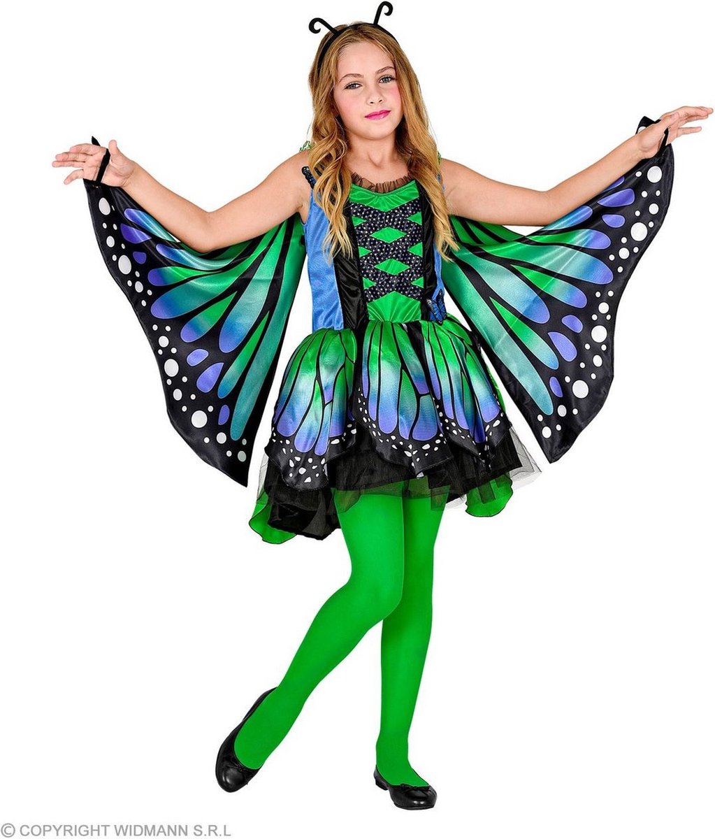 Vlinder Kostuum | Prachtige Sier Vlinder | Meisje | Maat 128 | Carnaval kostuum | Verkleedkleding